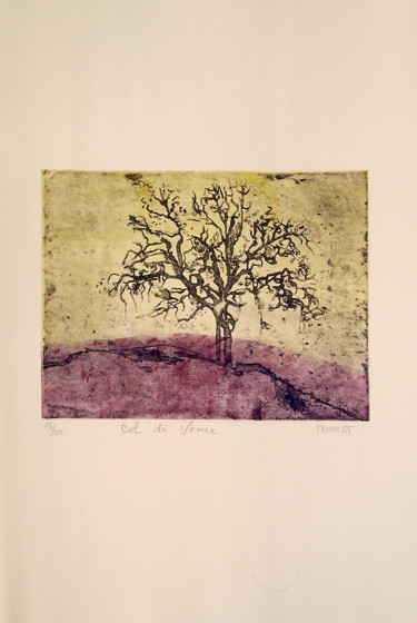 Estampas & grabados titulada "L'ARBRE BLEU REF. 7…" por Michèle Froment, Obra de arte original, Aguafuerte