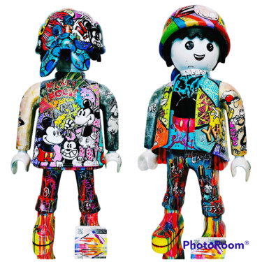 Sculpture titled "Playmobil Mickey Ar…" by Art Hugo, Original Artwork, Acrylic