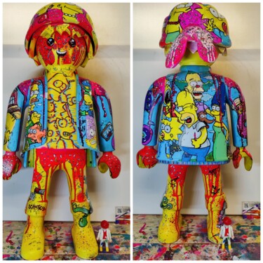 Sculptuur getiteld "Playmobil simpson A…" door Art Hugo, Origineel Kunstwerk, Acryl