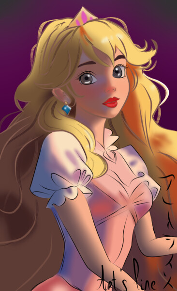 Digital Arts titled "Princesse Peach" by Art'S Line, Original Artwork, Digital Painting