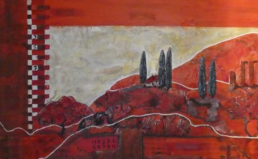 Painting titled "Toscana in Rot" by Urs, Original Artwork, Acrylic
