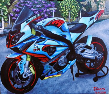 Peinture intitulée "BMW RR мотоцикл" par Anna-Dinara Kharitonova (ARTANDI), Œuvre d'art originale, Huile