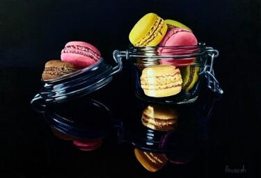 Schilderij getiteld "« Les macarons »" door Anerosh, Origineel Kunstwerk, Olie Gemonteerd op Houten paneel