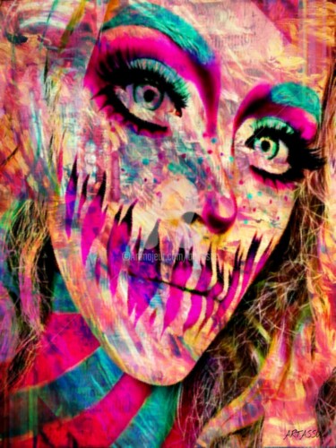 「Maquillage Halloween」というタイトルのデジタルアーツ Isabelle Cussat (Artassuc)によって, オリジナルのアートワーク, 写真モンタージュ