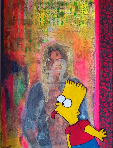 Arts numériques intitulée "Barth Simpson" par Isabelle Cussat (Artassuc), Œuvre d'art originale, Acrylique