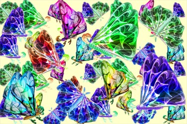 Arts numériques intitulée "Doux papillons" par Artauxmurs, Œuvre d'art originale, Peinture numérique