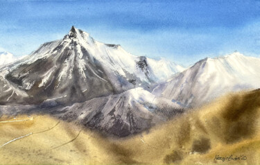 Pittura intitolato "Himalayas 1" da Anna Boginskaia, Opera d'arte originale, Acquarello