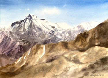 Malerei mit dem Titel "Himalayas 2" von Anna Boginskaia, Original-Kunstwerk, Aquarell