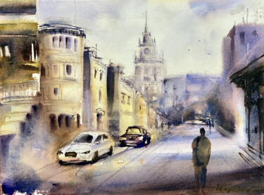 "Quiet street" başlıklı Tablo Anna Boginskaia tarafından, Orijinal sanat, Suluboya