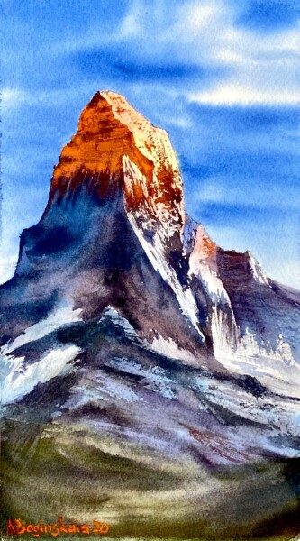 Pittura intitolato "Matterhorn" da Anna Boginskaia, Opera d'arte originale, Acquarello