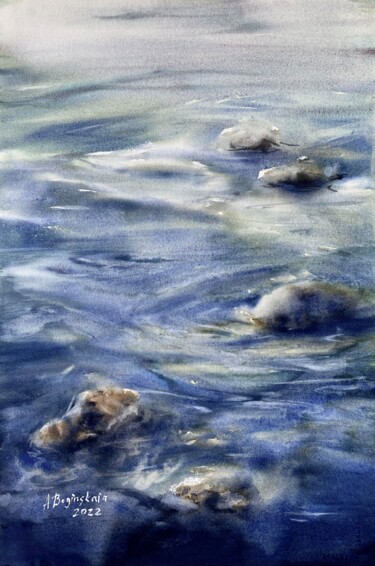Pittura intitolato "Moving (underwater…" da Anna Boginskaia, Opera d'arte originale, Acquarello