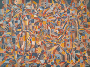 Peinture intitulée "African Juju Societ…" par Angu Walters, Œuvre d'art originale, Huile