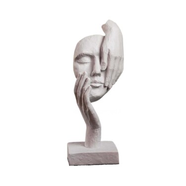 Sculpture titled "Behind the mask" by Dervis Yusuf Akdemir, Original Artwork, Resin