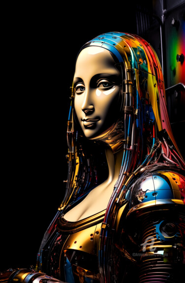 Цифровое искусство под названием "Cyber Mona" - Artcypia, Подлинное произведение искусства, Изображение, сгенерированное ИИ