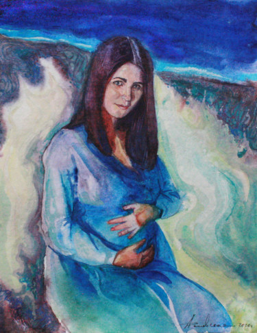 Zeichnungen mit dem Titel "Waiting" von Anastasiya Dashevskaya, Original-Kunstwerk, Aquarell