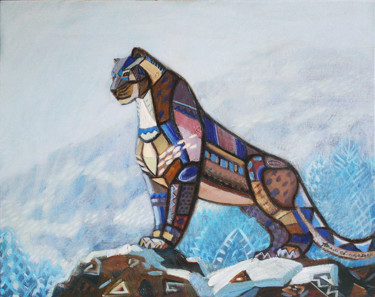 Pittura intitolato "Snow Leopard" da Anastasiya Dashevskaya, Opera d'arte originale, Olio