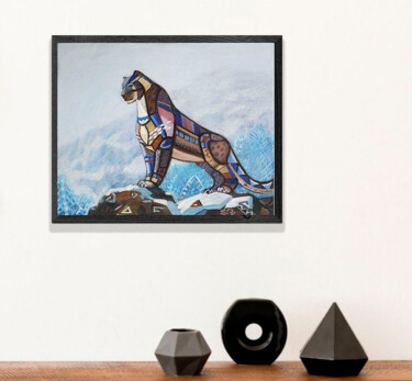 绘画 标题为“Snow Leopard | orig…” 由Anastasiya Dashevskaya, 原创艺术品, 油 安装在木质担架架上