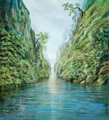 Pintura intitulada "light valley / Lich…" por Artdemo, Obras de arte originais, Óleo