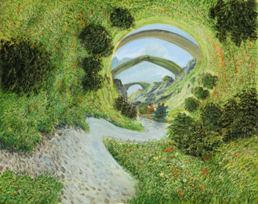 Peinture intitulée "water road / Wasser…" par Artdemo, Œuvre d'art originale, Huile
