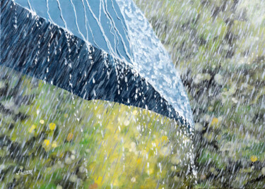 Картина под названием "ombrello in posa" - Accarò, Подлинное произведение искусства, Масло