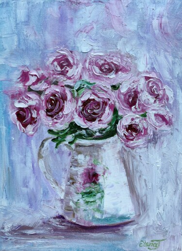Painting titled "''Rose's Perfume''…" by Elena Tuncer, Original Artwork, Oil