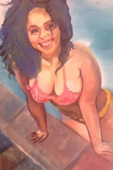 Pintura titulada "Retrato na piscina" por Vanesca Conká, Obra de arte original, Oleo