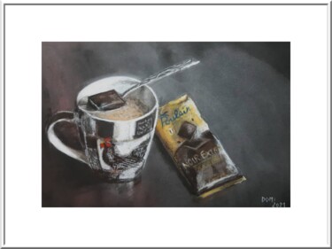 Dibujo titulada "Carré de chocolat e…" por Artelierdedomi, Obra de arte original, Pastel