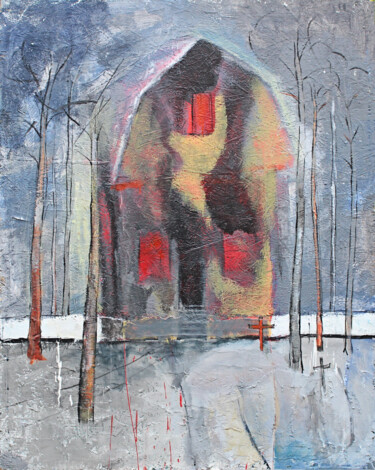 Malerei mit dem Titel "The house was destr…" von Artem Andreichuk, Original-Kunstwerk, Acryl