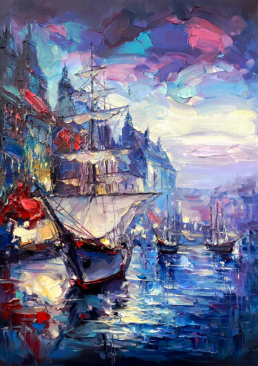 Peinture intitulée "Ship" par Artem Grunyka, Œuvre d'art originale, Huile