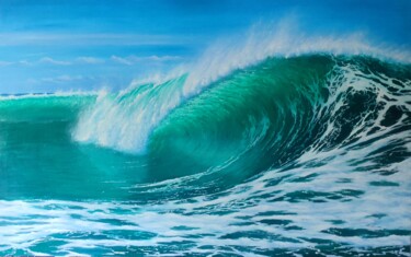 Painting titled "Big wave 3" by Artem Kolesnikov, Original Artwork, Oil