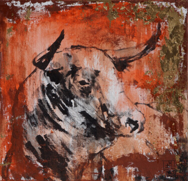 Pintura titulada "Brave Bull. Series…" por Artem Usá, Obra de arte original, Acrílico Montado en Panel de madera