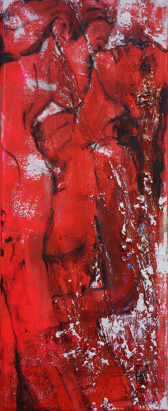 Painting titled "Nude girl #N072" by Artem Usá, Original Artwork, Acrylic Mounted on Wood Stretcher frame
