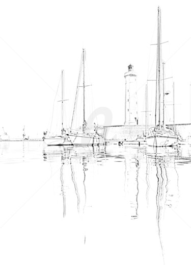 Digitale Kunst mit dem Titel "Port de Sète - Phar…" von Artenseo, Original-Kunstwerk, 2D digitale Arbeit