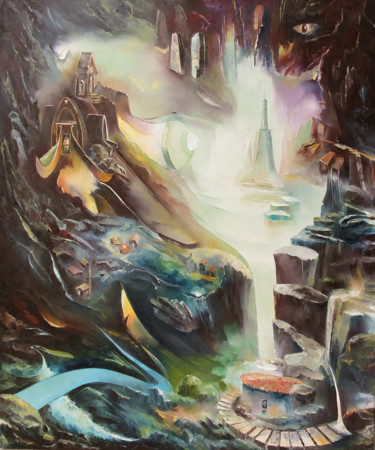 Painting titled "VERS LA GROTTE LUMI…" by Ma, Original Artwork, Oil