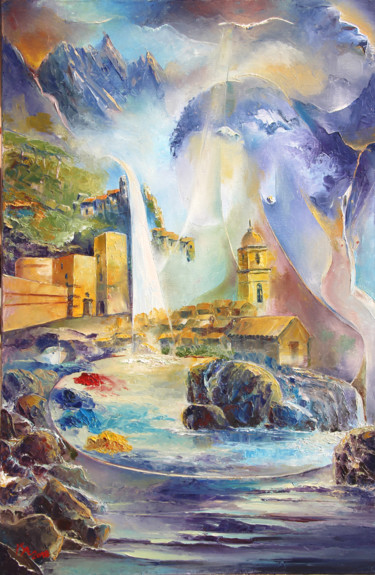 Painting titled "LE CASTEL DE FLO" by Ma, Original Artwork, Oil