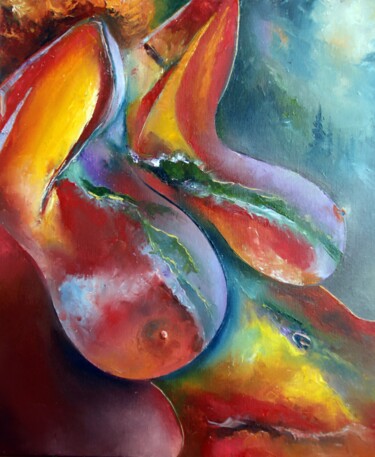 Картина под названием "Lever de soleil" - Ma, Подлинное произведение искусства, Масло
