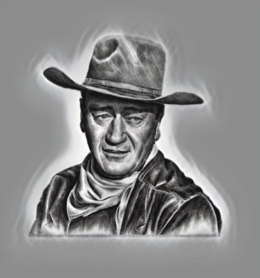 Digitale Kunst mit dem Titel "John Wayne" von Antonio Romano, Original-Kunstwerk, Digitale Malerei