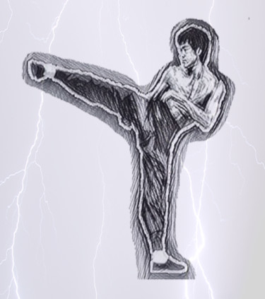 Digitale Kunst mit dem Titel "Bruce Lee" von Antonio Romano, Original-Kunstwerk, Digitale Malerei