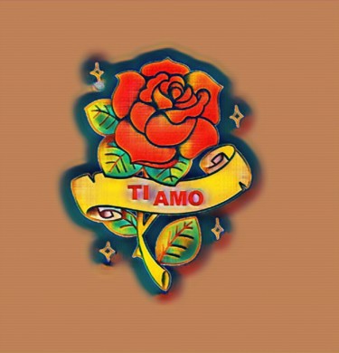 Arte digital titulada "Rosa Rossa." por Antonio Romano, Obra de arte original, Pintura Digital