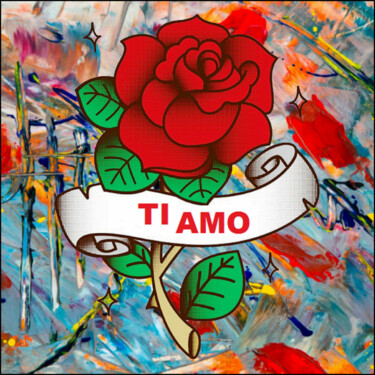 Digitale Kunst mit dem Titel "La rosa dell'amore." von Antonio Romano, Original-Kunstwerk, Digitale Malerei