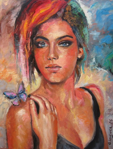 Painting titled "Color Muse - Photo…" by Gheorghe Iergucz, Original Artwork, Oil