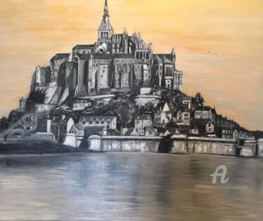 Peinture intitulée "Le Mont Saint Michel" par Daciana, Œuvre d'art originale, Huile