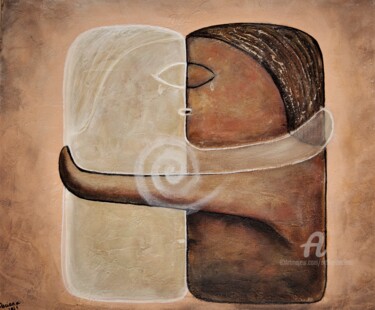 Schilderij getiteld "For a kiss needs two" door Daciana, Origineel Kunstwerk, Acryl Gemonteerd op Frame voor houten brancard