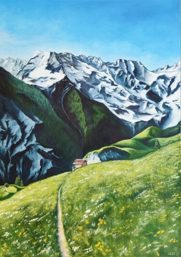Картина под названием "Chale haut Valais" - Ирина Фурасьева, Подлинное произведение искусства, Масло Установлен на Деревянна…