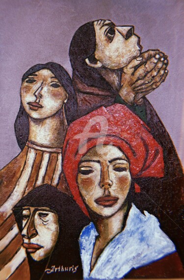 Painting titled ""Ladies"" by Arthuris, Original Artwork, Oil