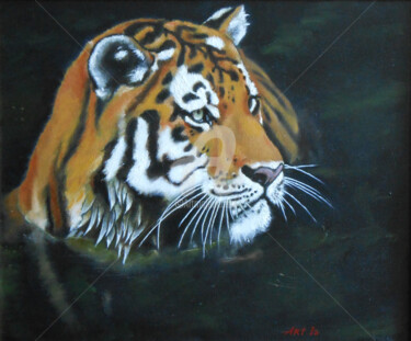 Peinture intitulée ""Tiger (V)"" par Arthuris, Œuvre d'art originale, Huile