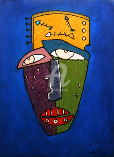 Peinture intitulée ""Mask" / SOLD" par Arthuris, Œuvre d'art originale, Huile
