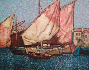 Ζωγραφική με τίτλο ""Fishing Boats in t…" από Arthuris, Αυθεντικά έργα τέχνης, Λάδι
