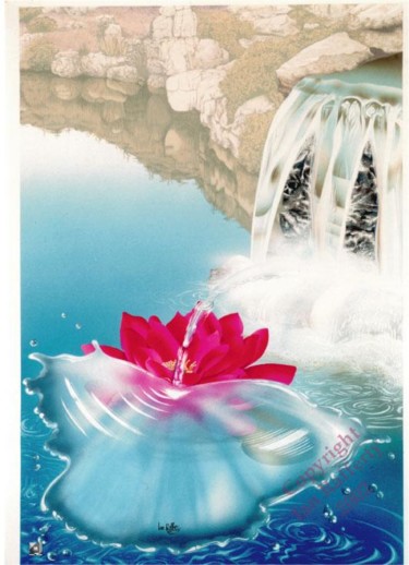 Peinture intitulée "Waterfall" par Ian Rafferty, Œuvre d'art originale, Gouache