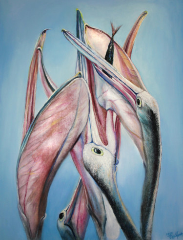 Malerei mit dem Titel "Fish mine" von Anna Chekushkina, Original-Kunstwerk, Öl